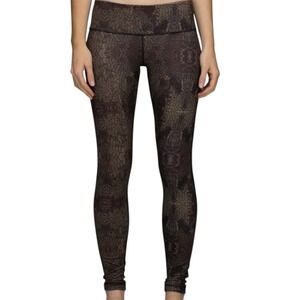 Lululemon Wunder Under Crop‎ II Full-On Luon Golden Godess Cashew Black Size 8 M